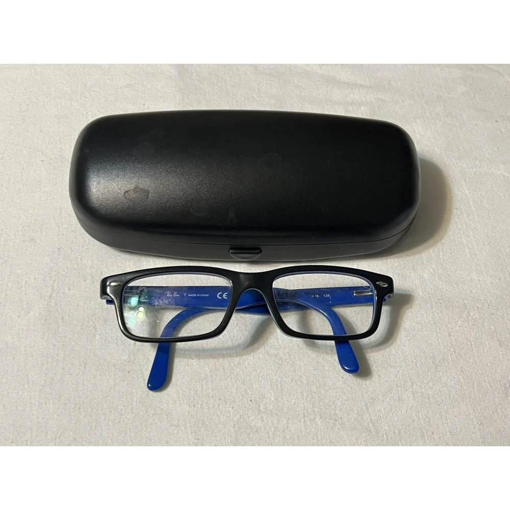 Ray-Ban RB 1535 3600 Black Blue Rectangle Eyeglasses Frames 46-16-125 11446